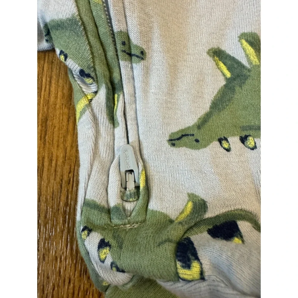 Carters Preemie Baby Boy Sleeper Dinosaur Outfit Blue Green Reborn Doll Cotton 1